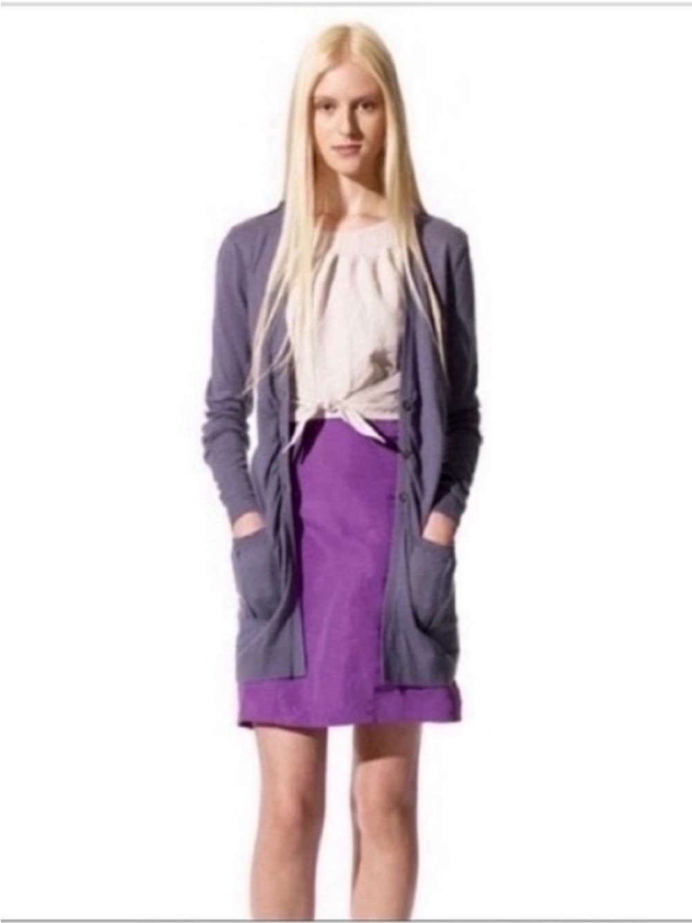 Richard Chai Target dress purple cream crinkle knot front sleeveless sheath
